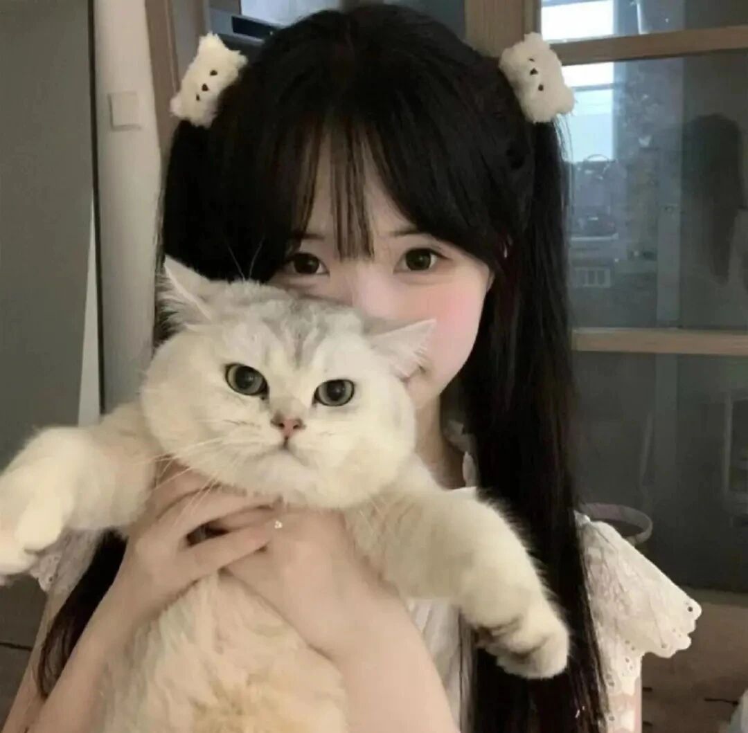 抱着猫咪甜妹女生头像