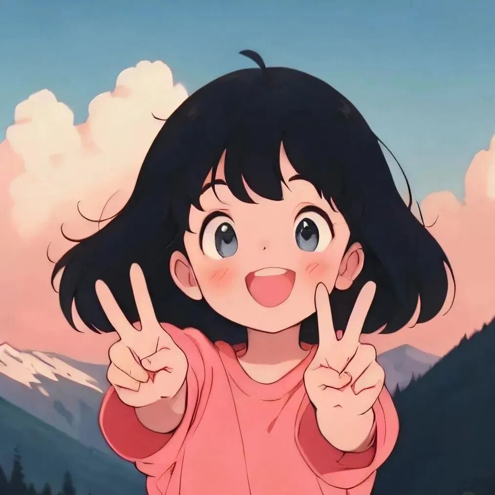 剪刀手唯美治愈动漫头像女