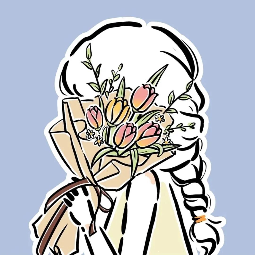 手绘二人闺蜜头像鲜花动漫闺蜜头像
