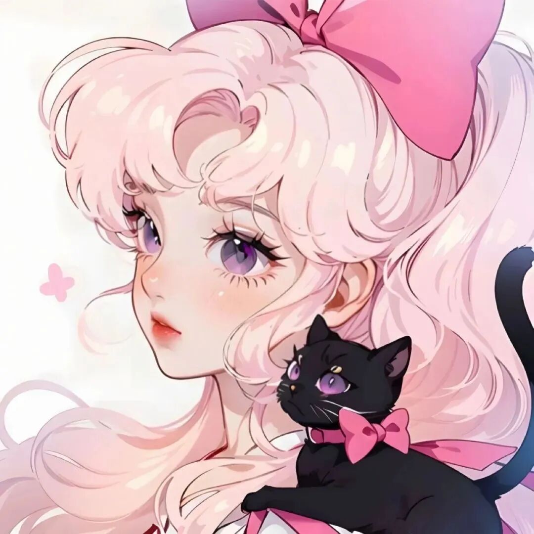 抱着猫咪二人闺蜜头像动漫闺蜜头像