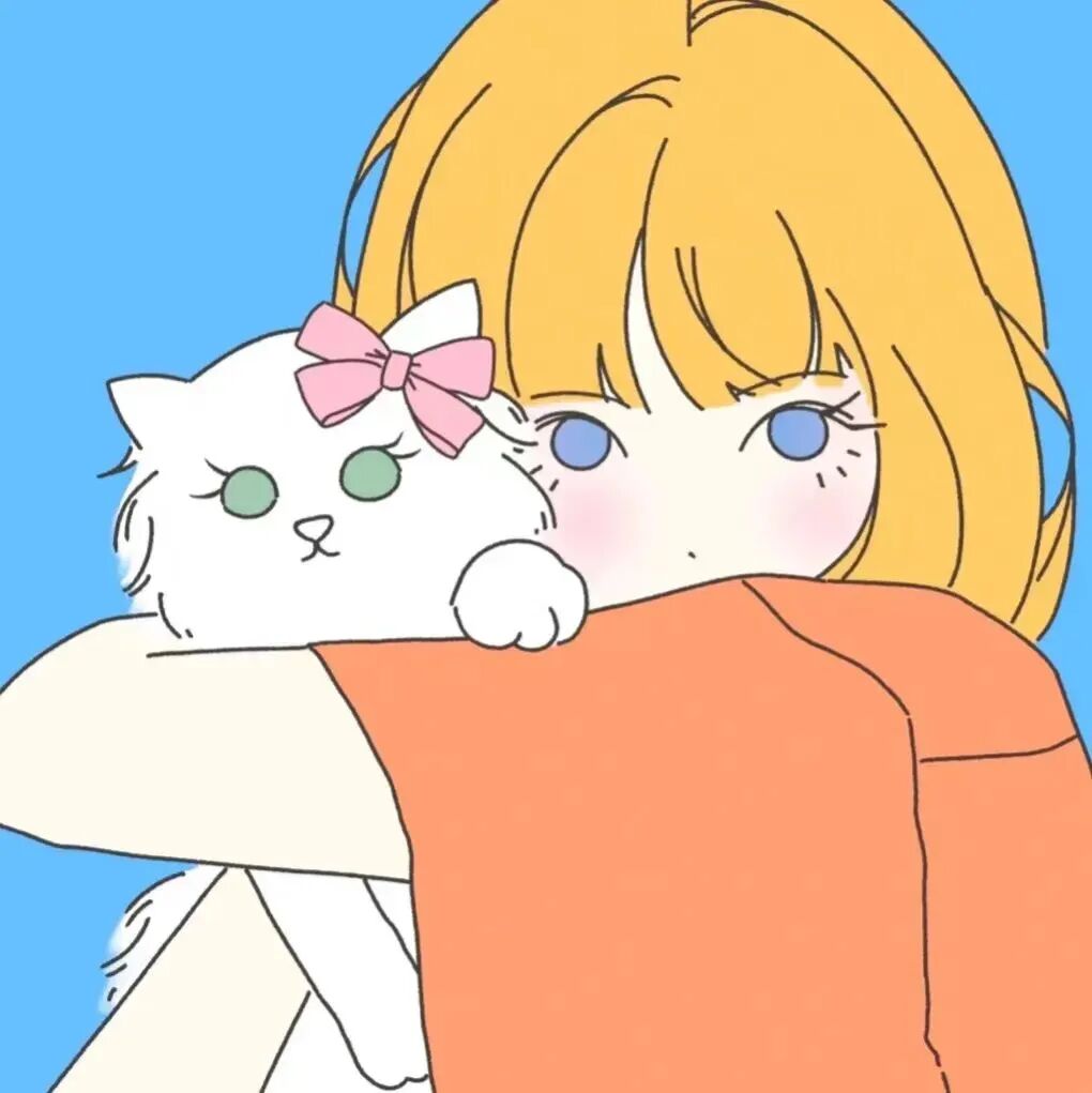 抱着猫咪四人闺蜜头动漫闺蜜头像