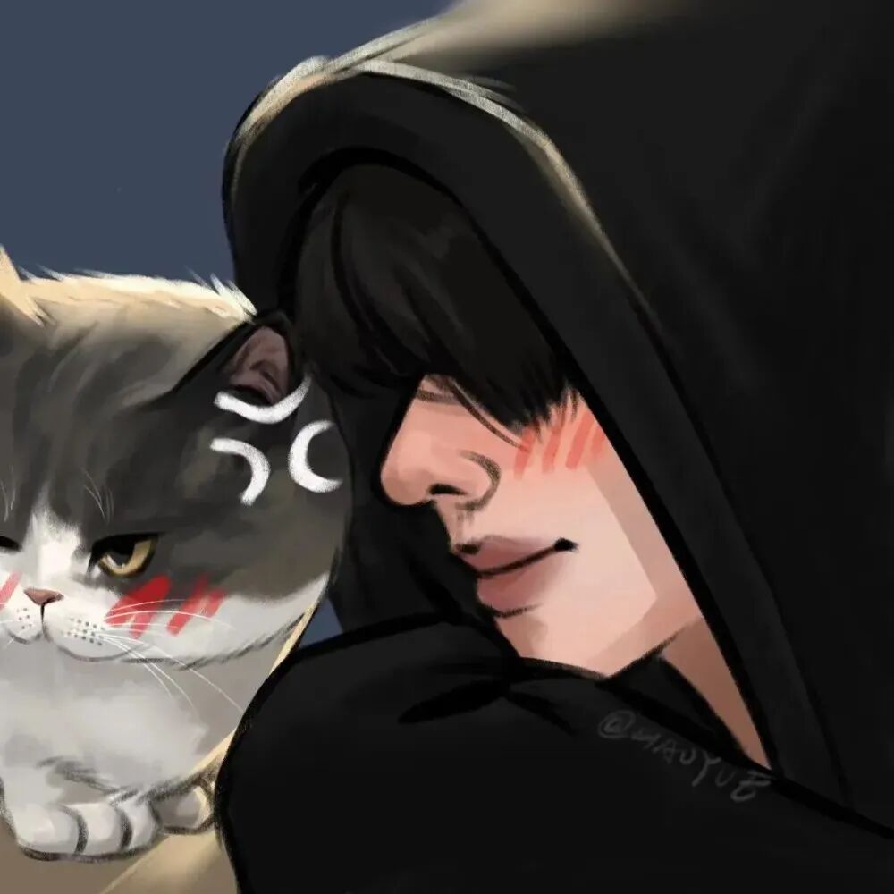 可爱手绘猫咪动漫头像男