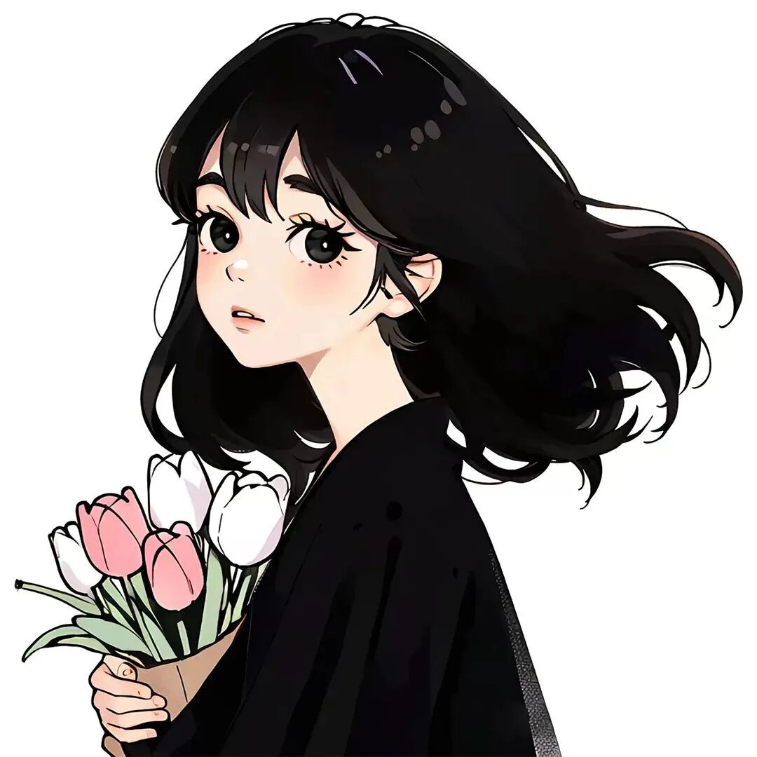 鲜花手绘四人闺蜜头像动漫闺蜜头像