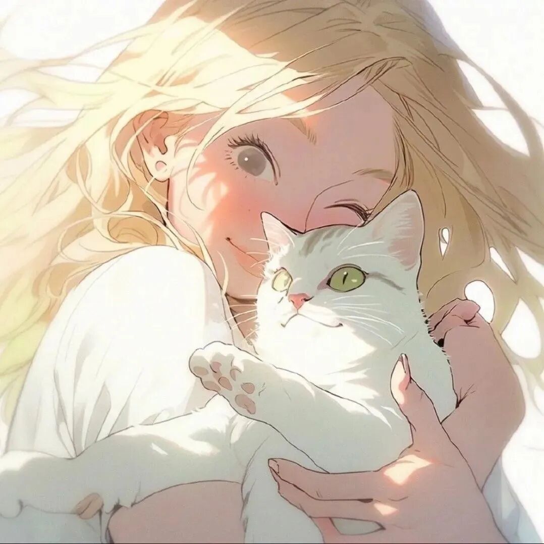 抱着猫咪唯美四人闺蜜头像动漫闺蜜头像