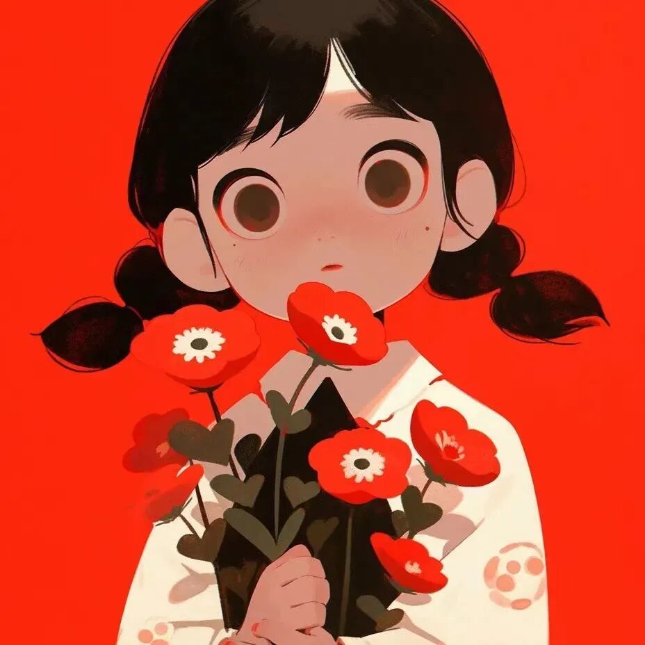 鲜花简约四人闺蜜头像动漫闺蜜头像