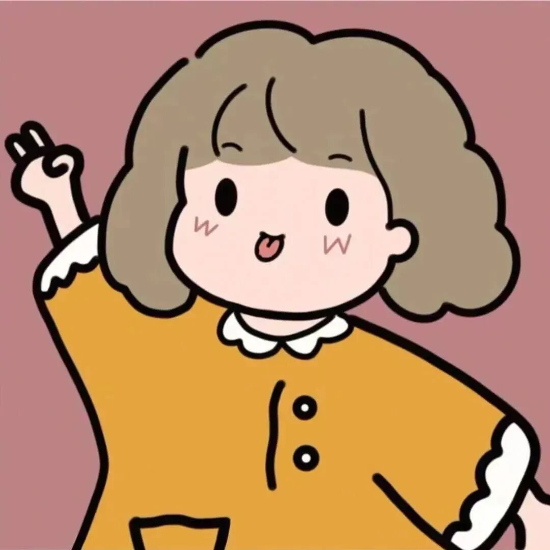 剪刀手卡通情侣头像