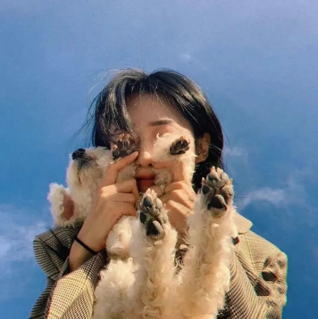 抱着狗狗女生头像