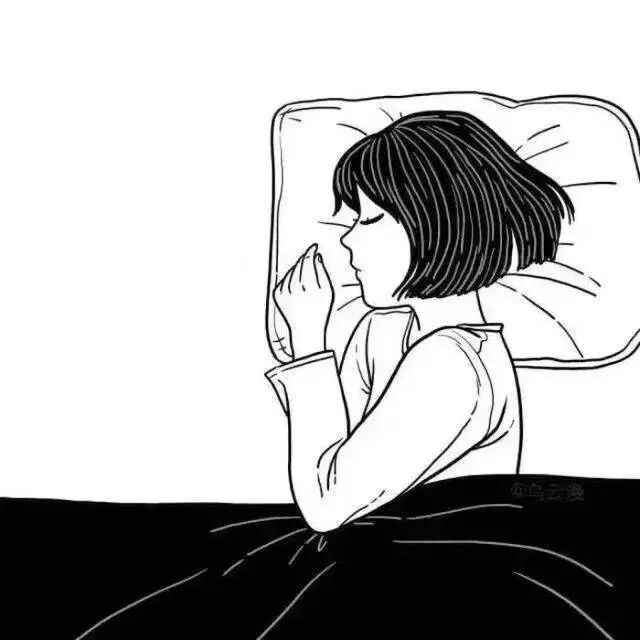 侧着睡黑白动漫情侣头像