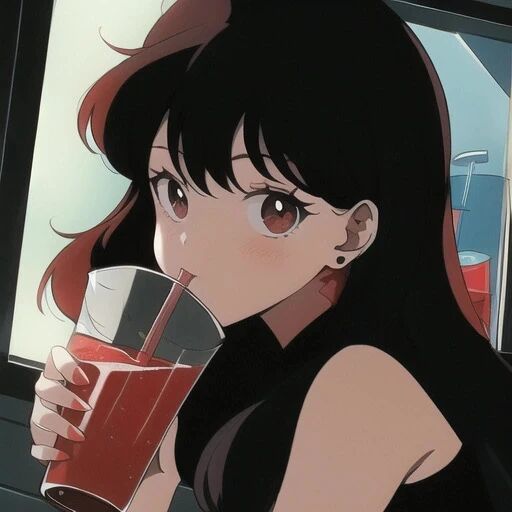 喝饮料温柔动漫头像女