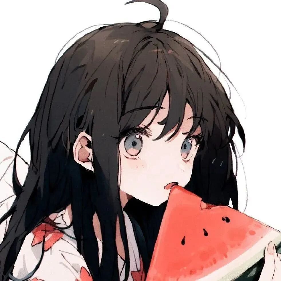 吃西瓜动漫情侣头像