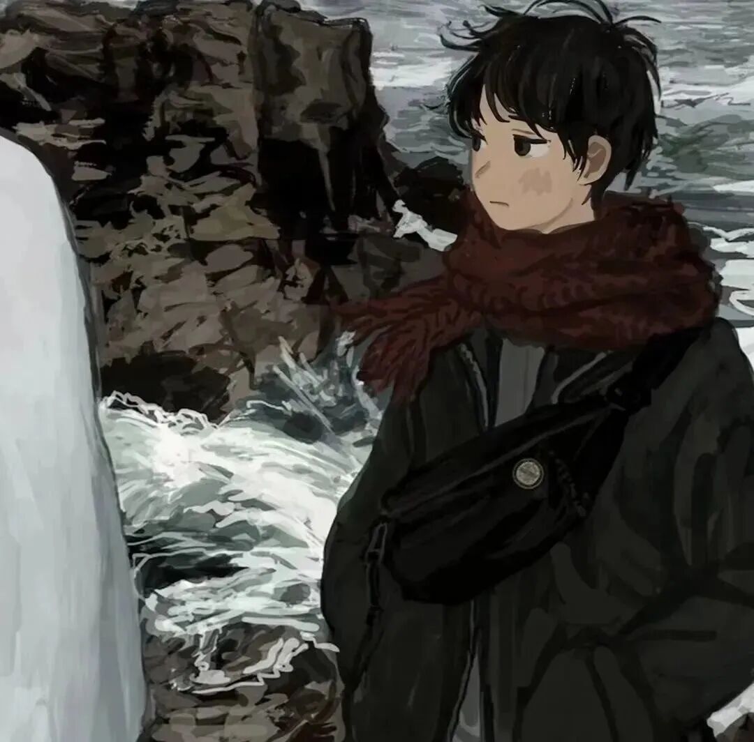海边动漫情侣头像