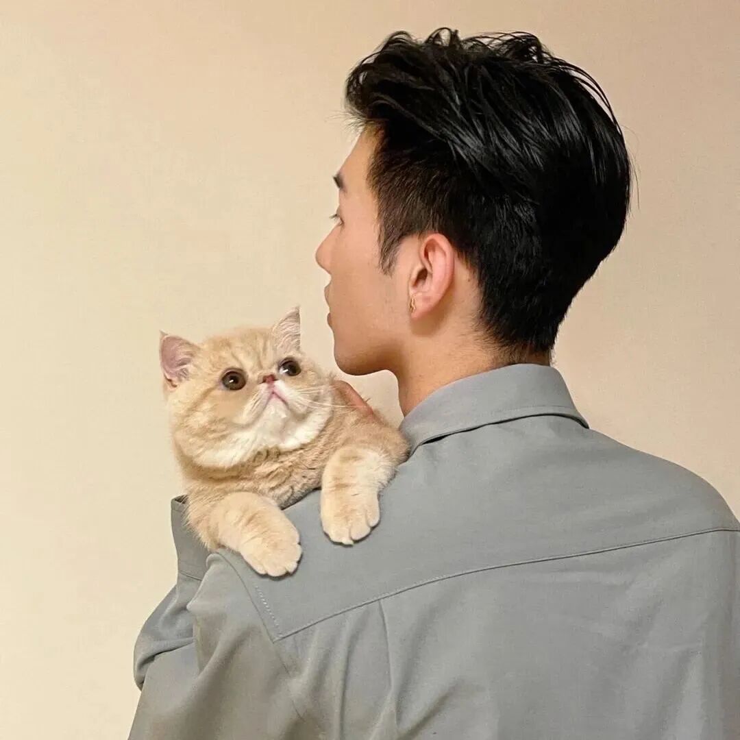 抱着猫咪真人情侣头像
