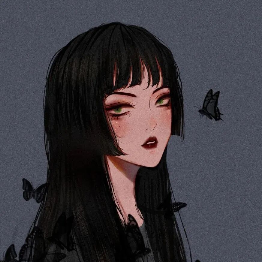 暗黑手绘动漫头像女