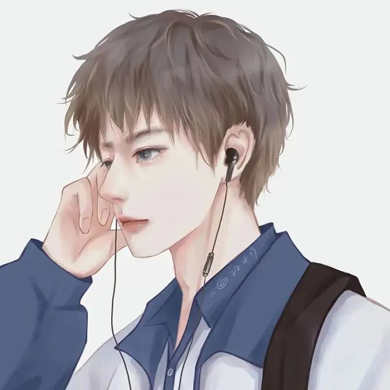 qltxxyfeja戴耳机学院风动漫情侣头像
