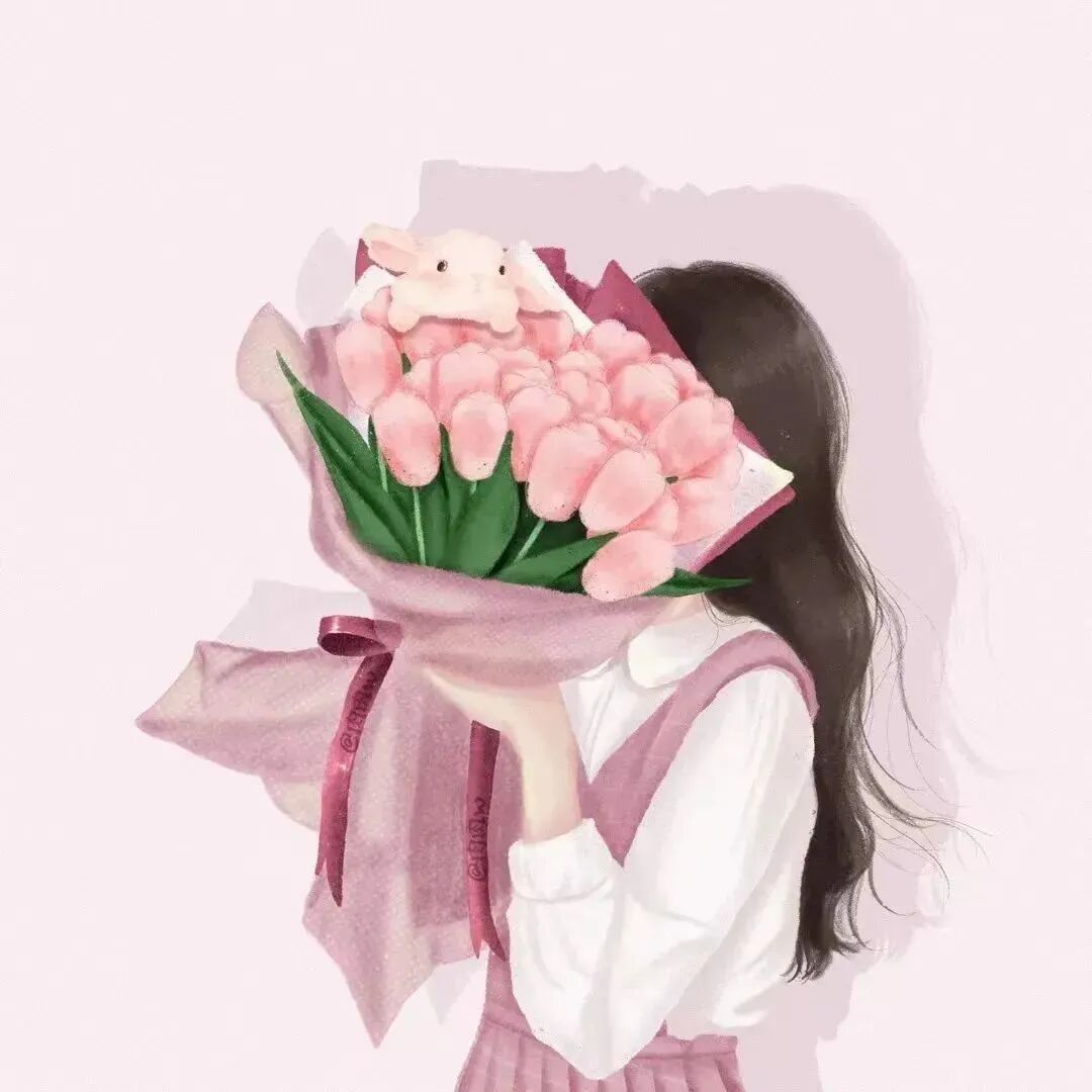 手绘鲜花动漫头像女