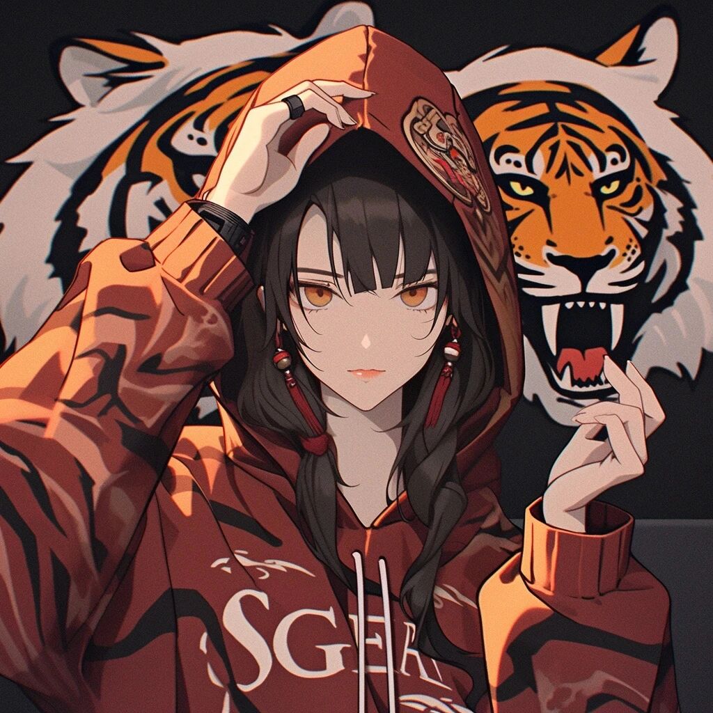 国潮潮流虎动漫头像女