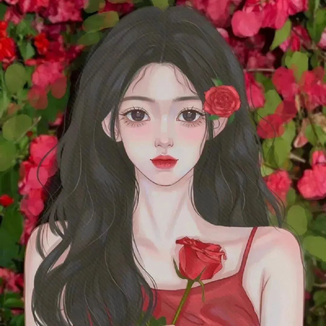 手绘鲜花动漫头像女