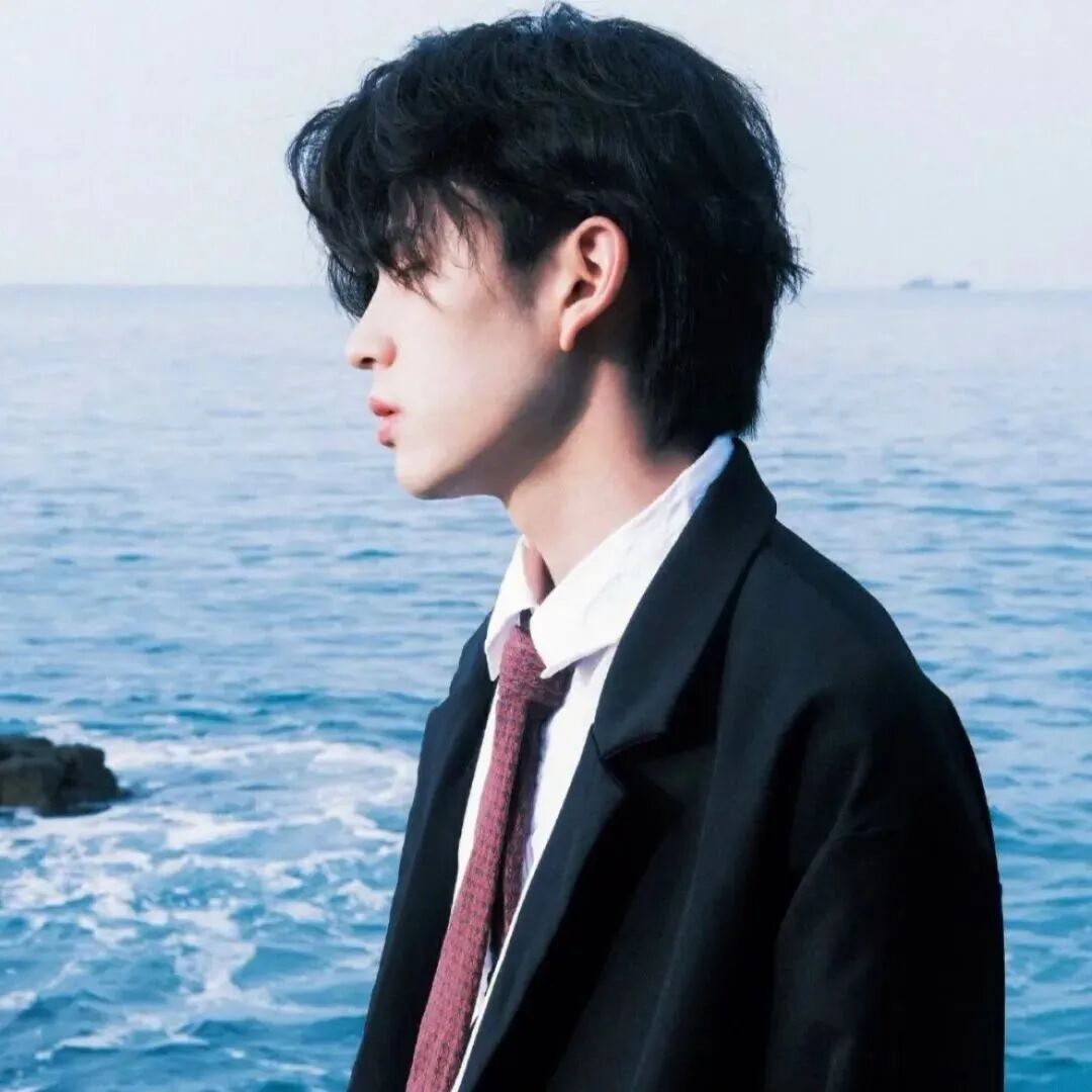 冷酷海边侧脸男生头像