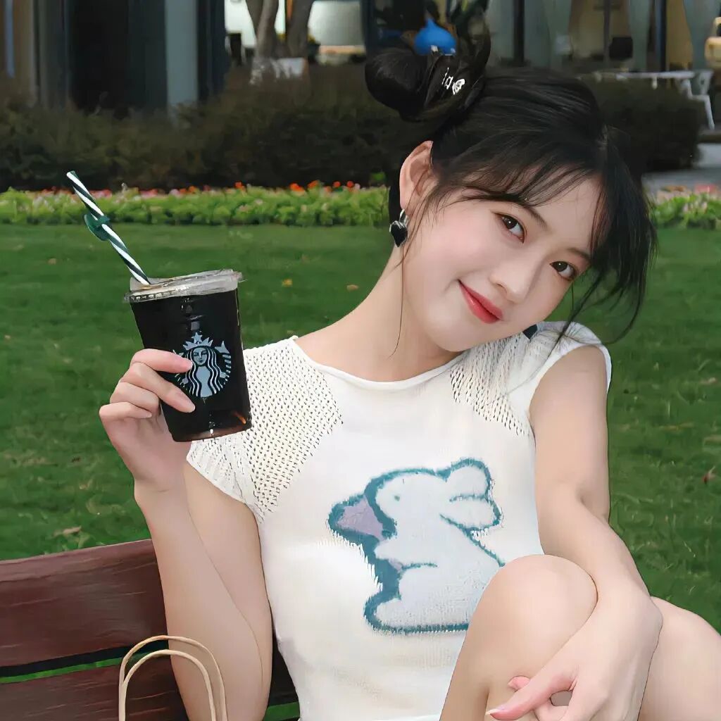喝饮料甜美爱笑女生头像
