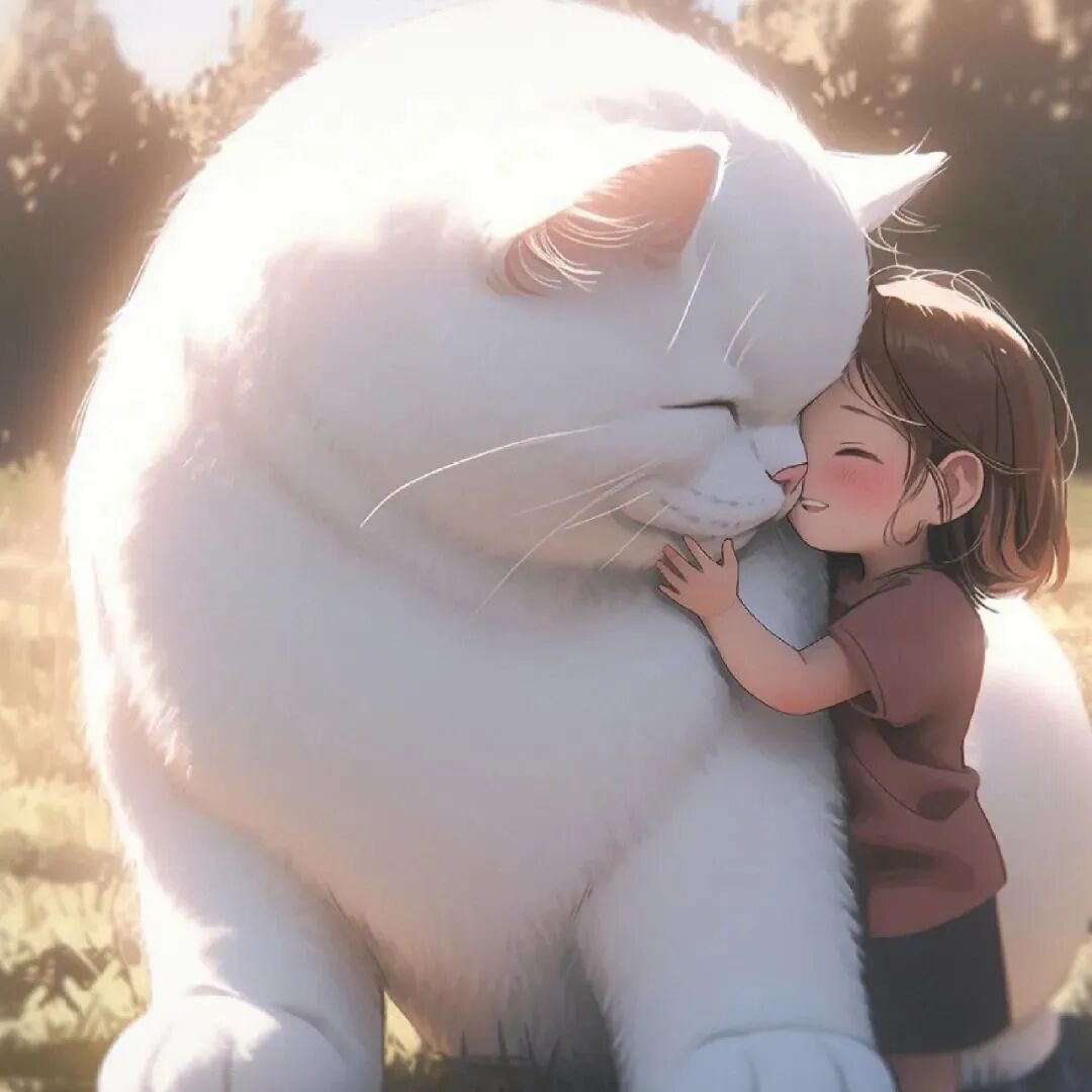 唯美治愈小女孩猫咪动漫头像女