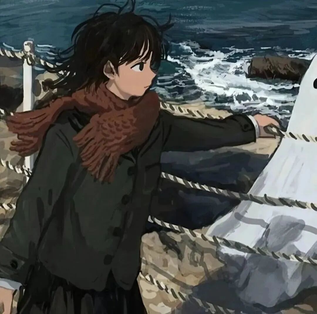 海边动漫情侣头像