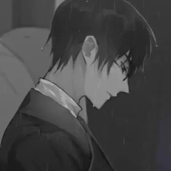 伤感黑白动漫头像男