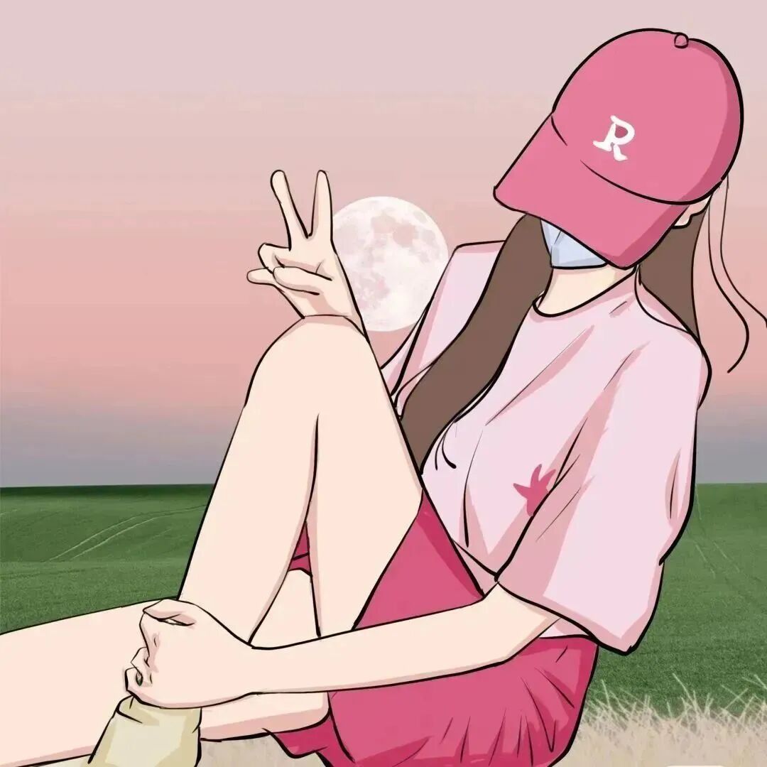 剪刀手手绘帽子动漫头像女
