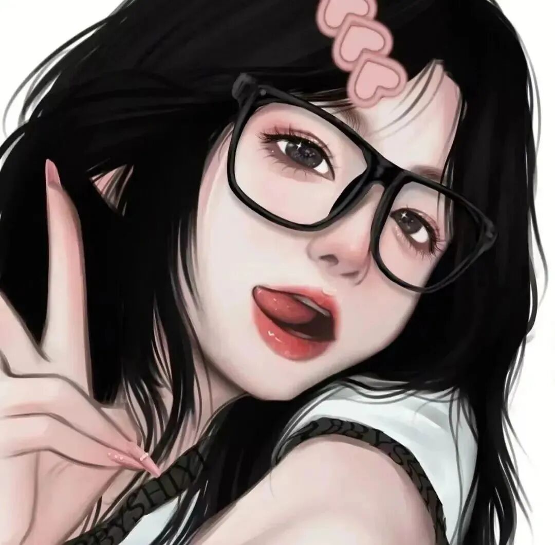 剪刀手手绘动漫头像女