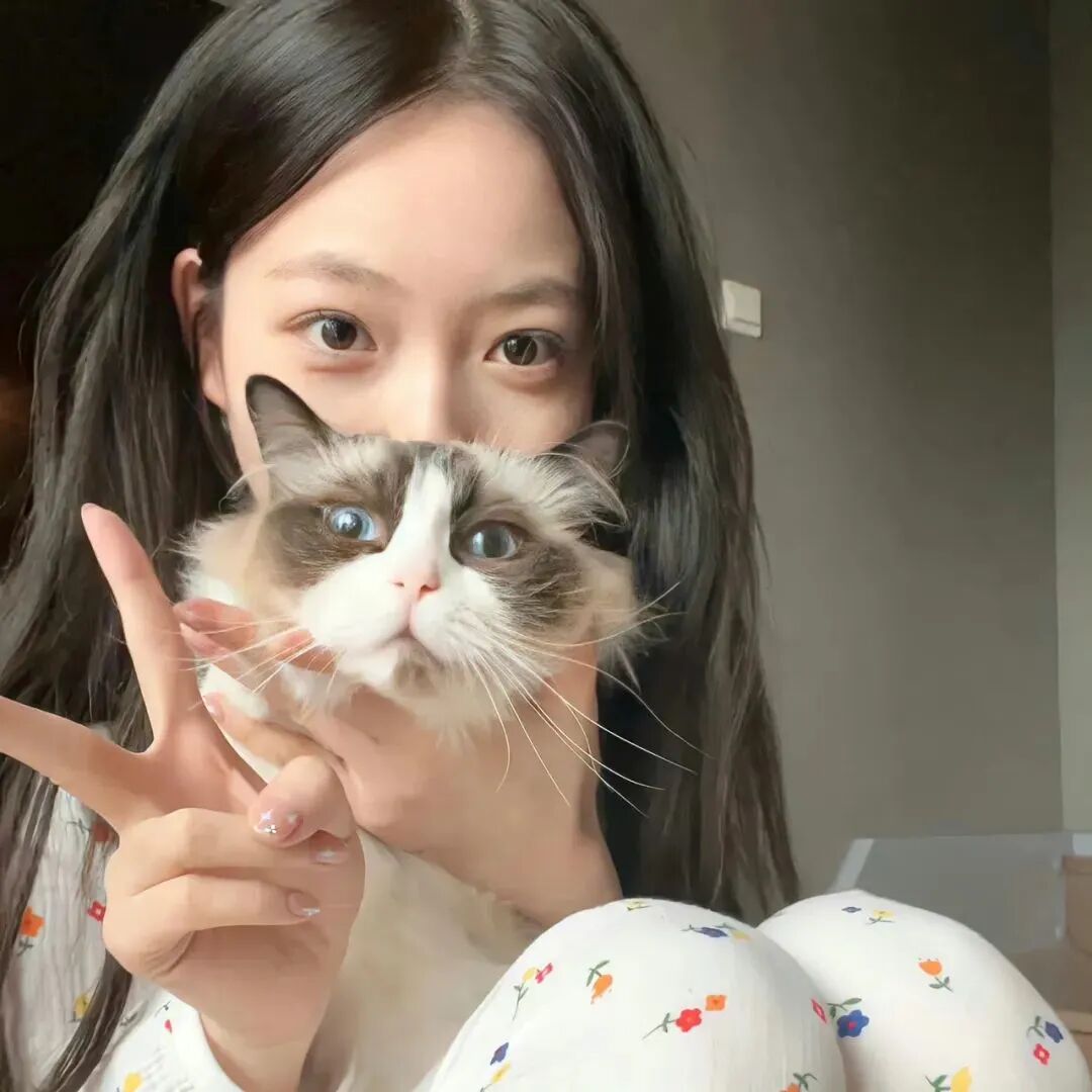 小众抱着猫咪女生头像