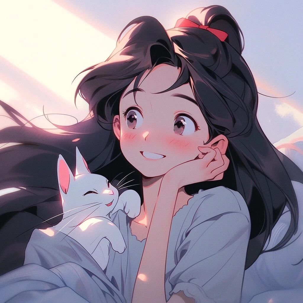 唯美治愈抱着猫咪五人闺蜜头像动漫闺蜜头像