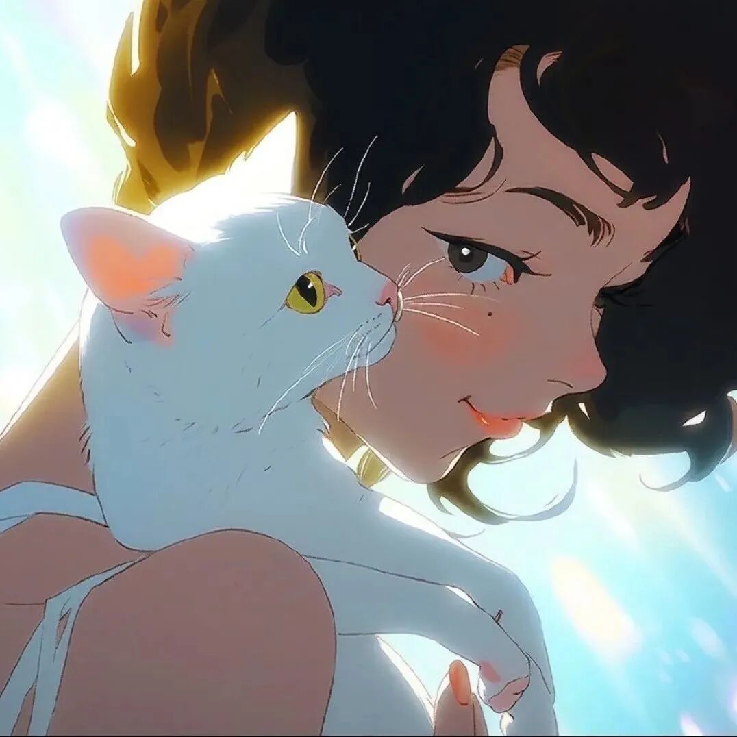 抱着猫咪唯美四人闺蜜头像动漫闺蜜头像