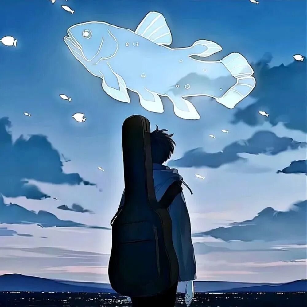 唯美吉他动漫头像男