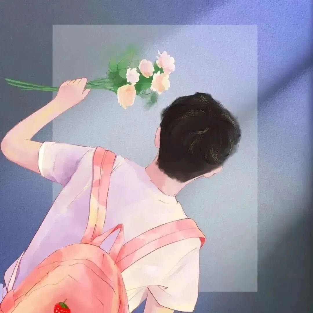 手绘鲜花动漫情侣头像