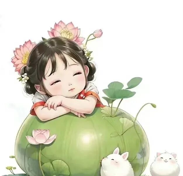 荷花白底六人闺蜜头像动漫闺蜜头像