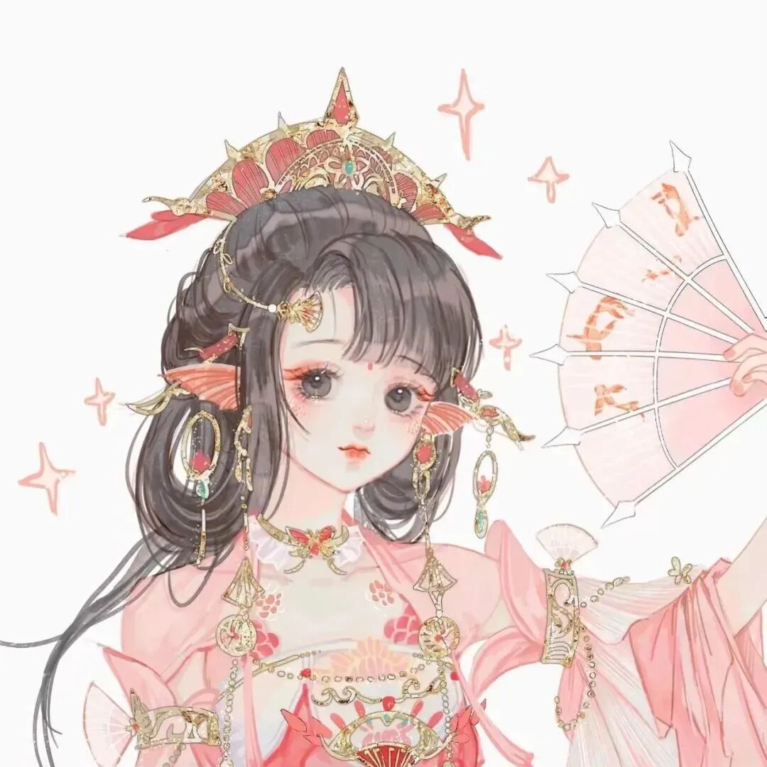 手绘古风二人闺蜜头像动漫闺蜜头像