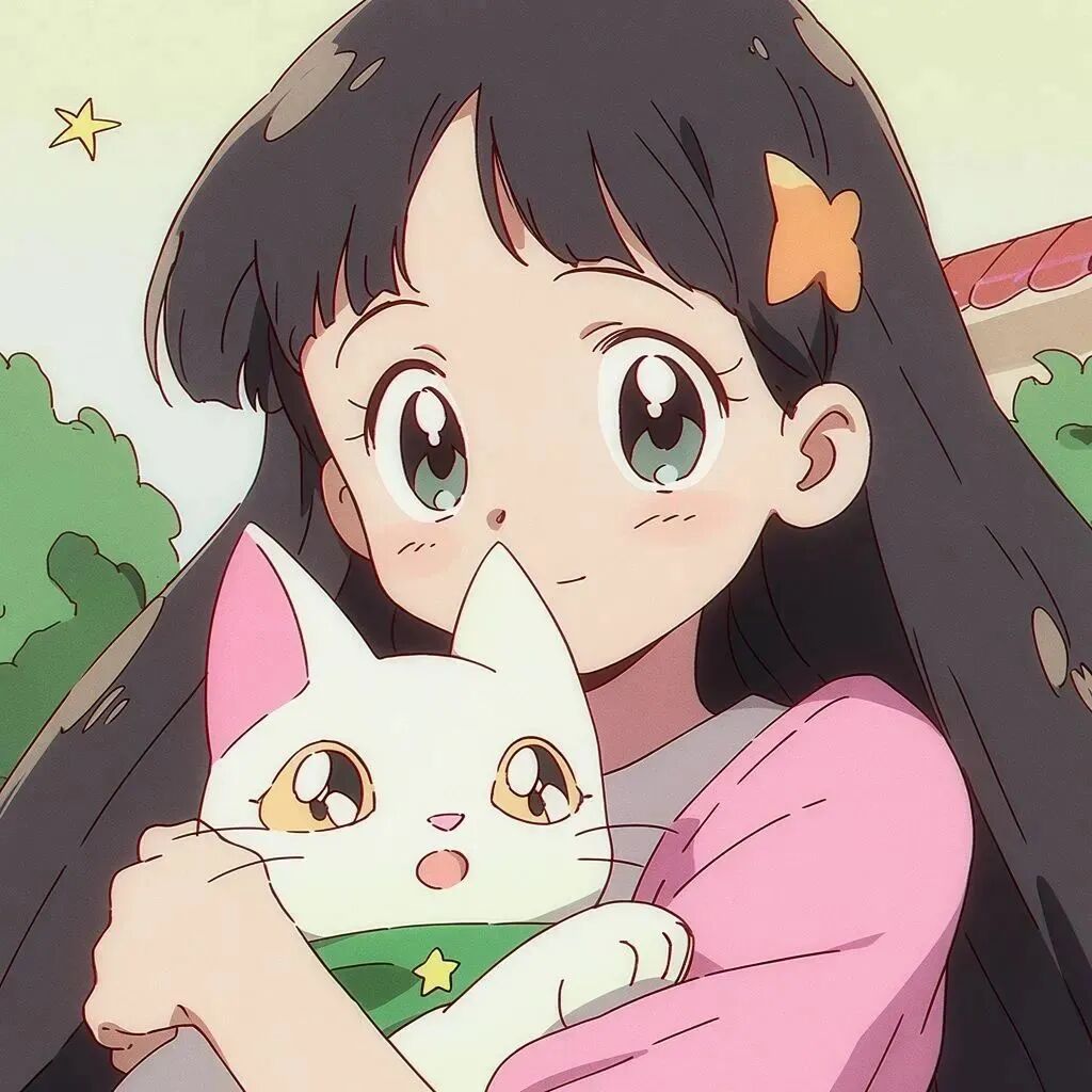 抱着猫咪四人闺蜜头像动漫闺蜜头像