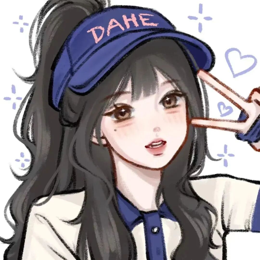 剪刀手手绘动漫头像女