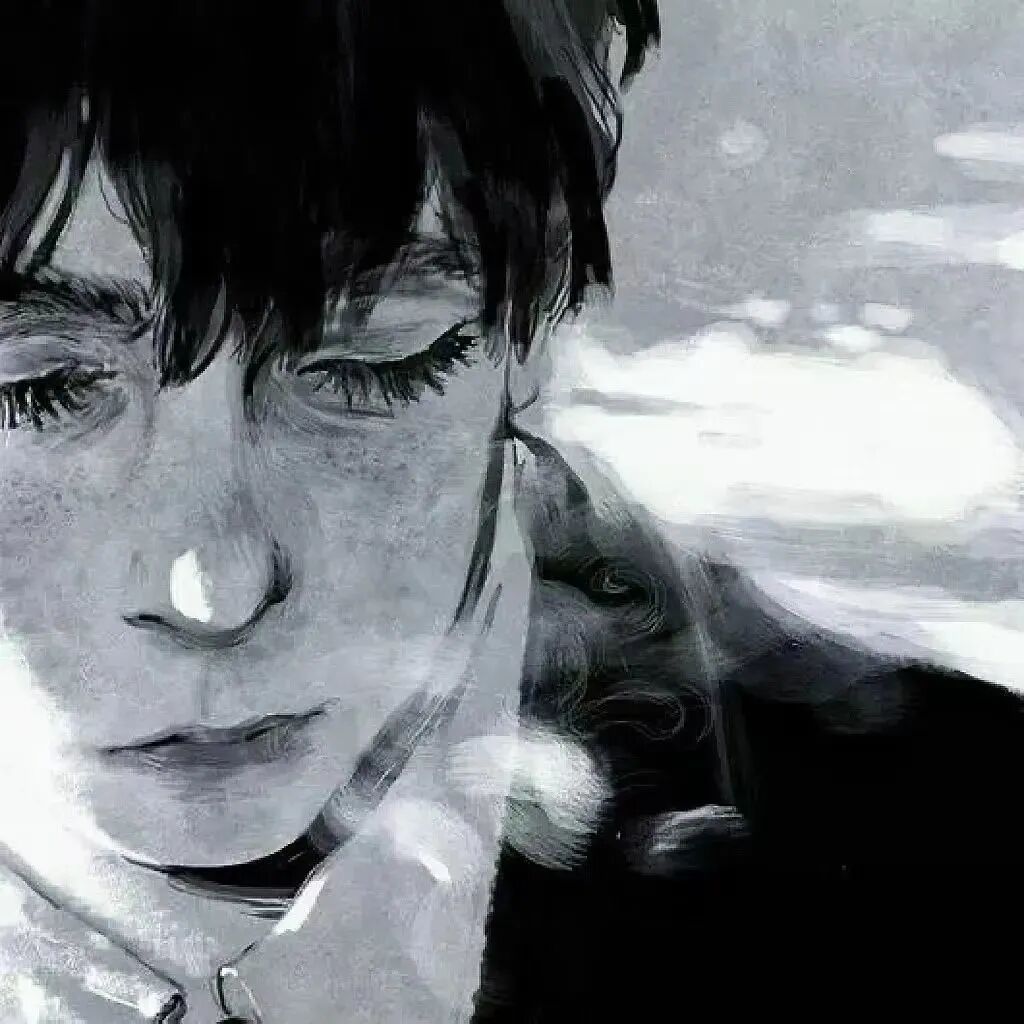 孤独感插画黑白动漫头像男