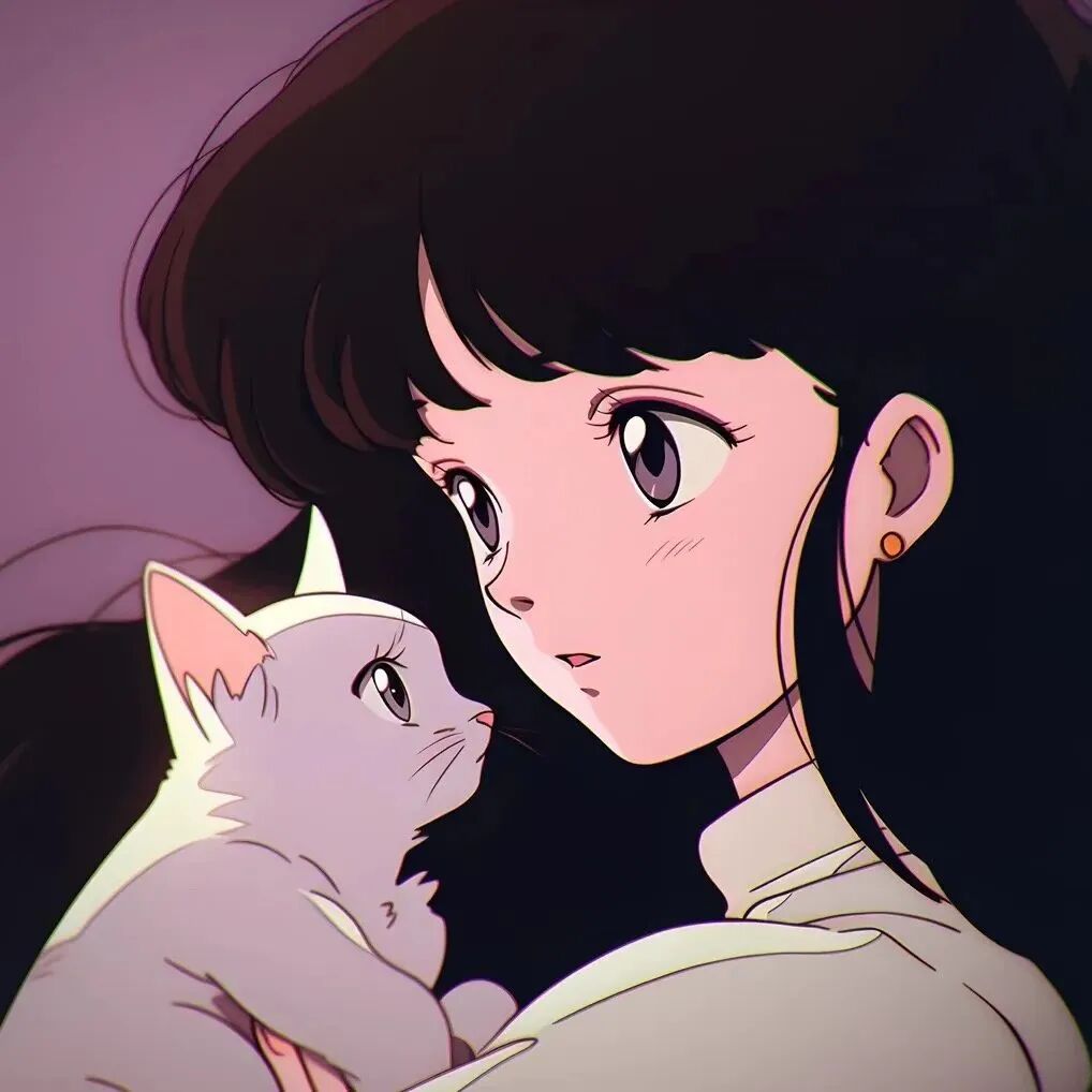 唯美治愈抱着猫咪二人闺蜜头像动漫闺蜜头像