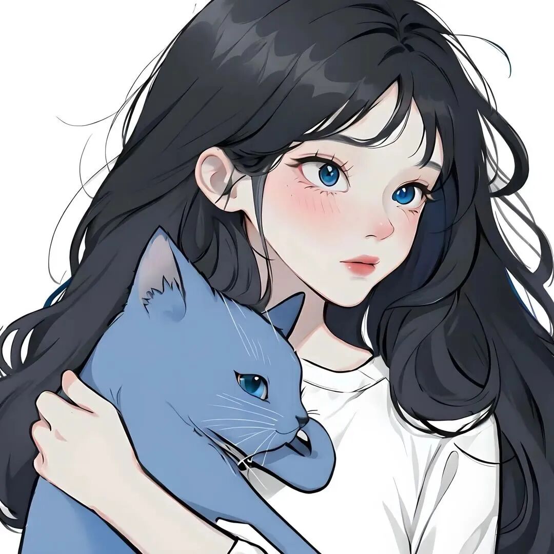 抱着猫咪二人闺蜜头像动漫闺蜜头像