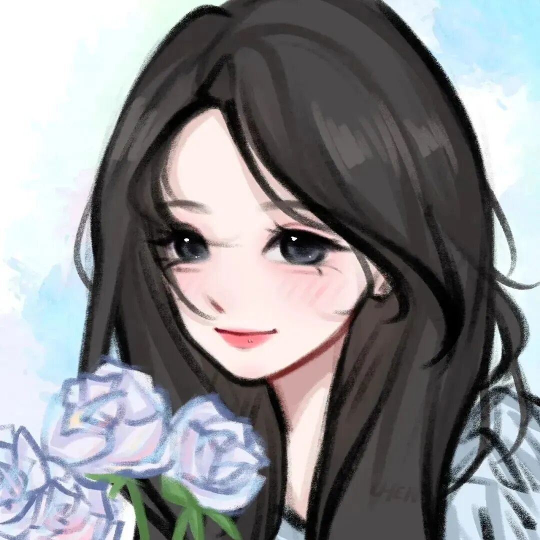 手绘鲜花五人闺蜜头像动漫闺蜜头像
