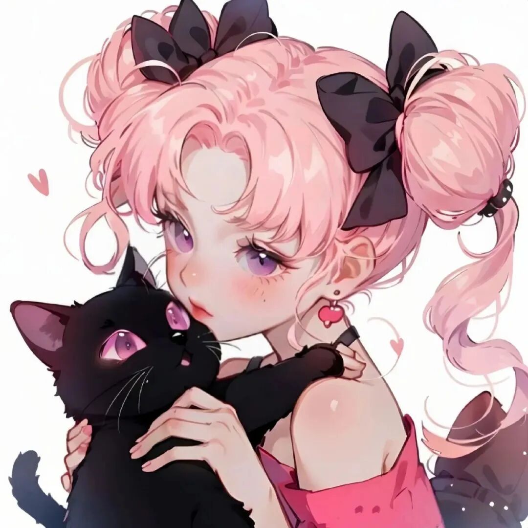 抱着猫咪二人闺蜜头像动漫闺蜜头像