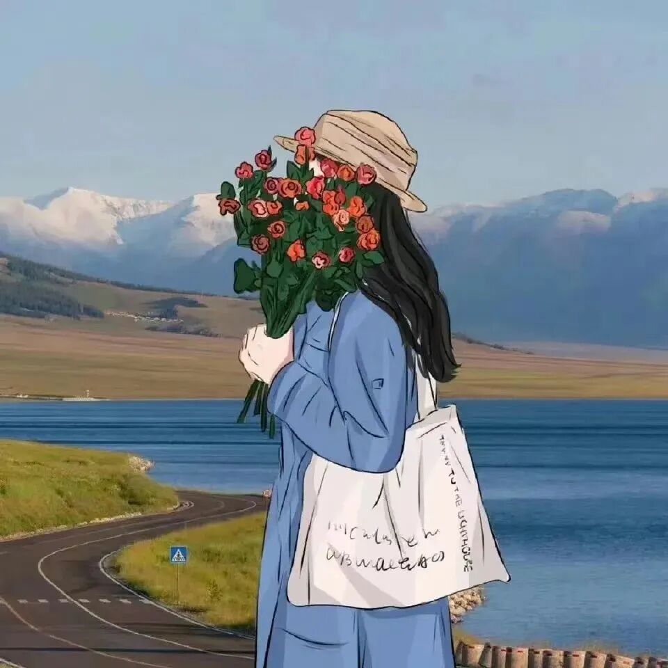 小清新鲜花手绘动漫头像女