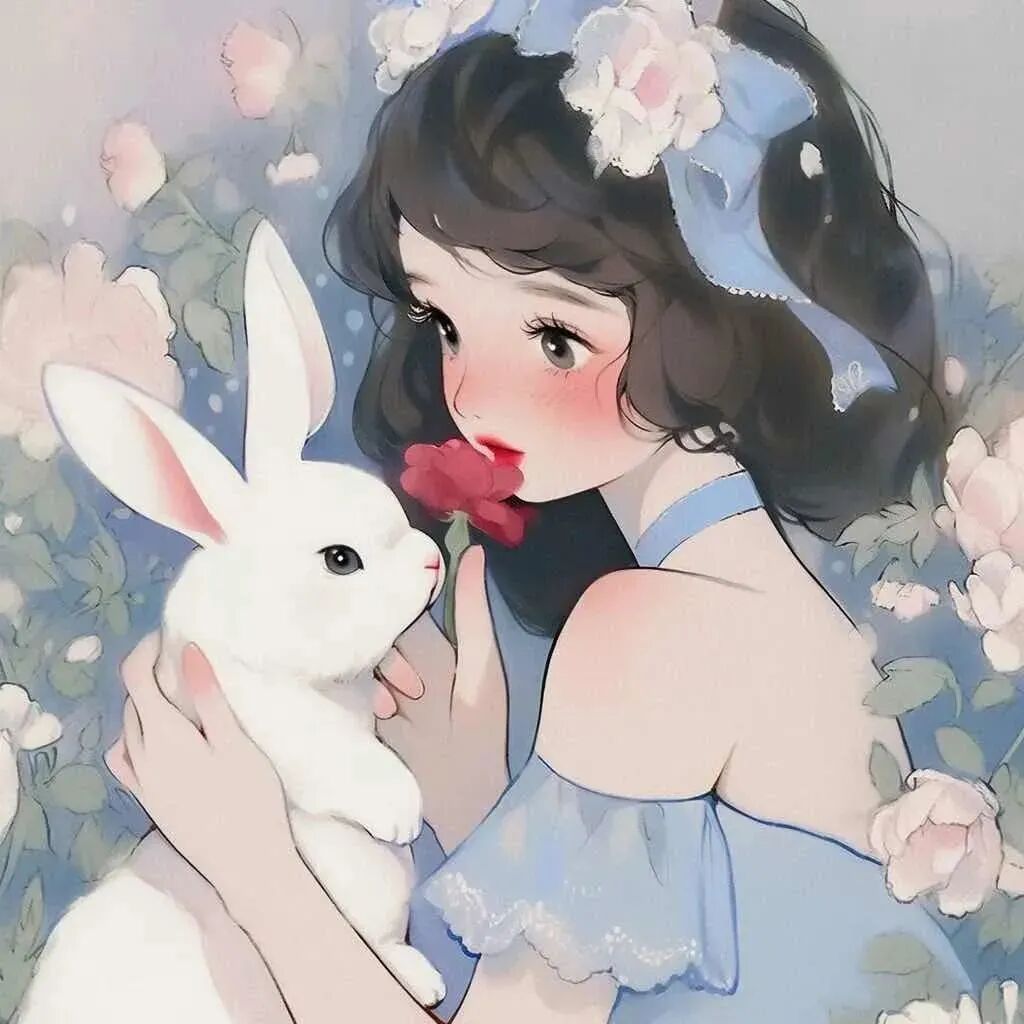 gmtxtm甜美抱着兔子四人闺蜜头像动漫闺蜜头像