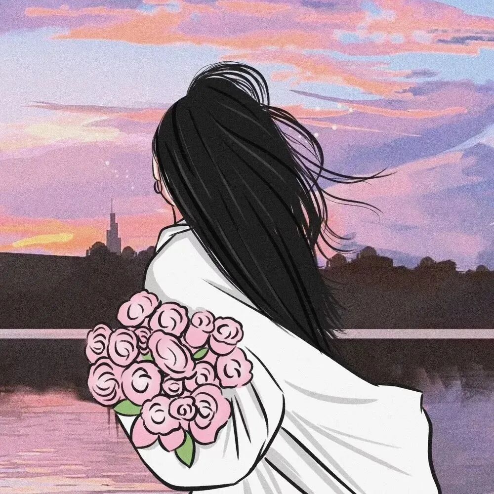 手绘鲜花动漫头像女