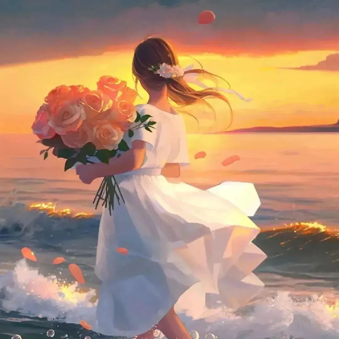 海边鲜花二人闺蜜头像动漫闺蜜头像