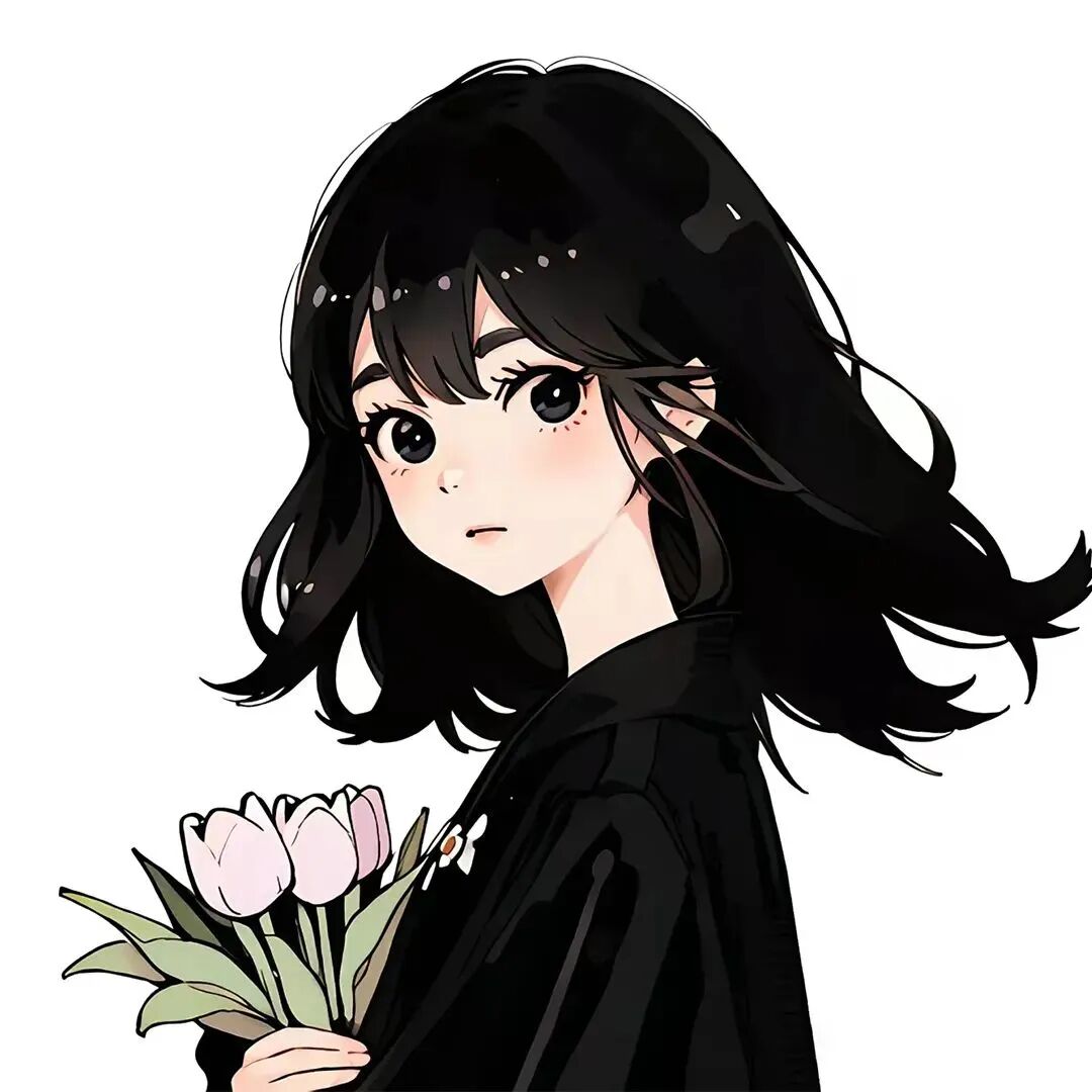 鲜花手绘四人闺蜜头像动漫闺蜜头像
