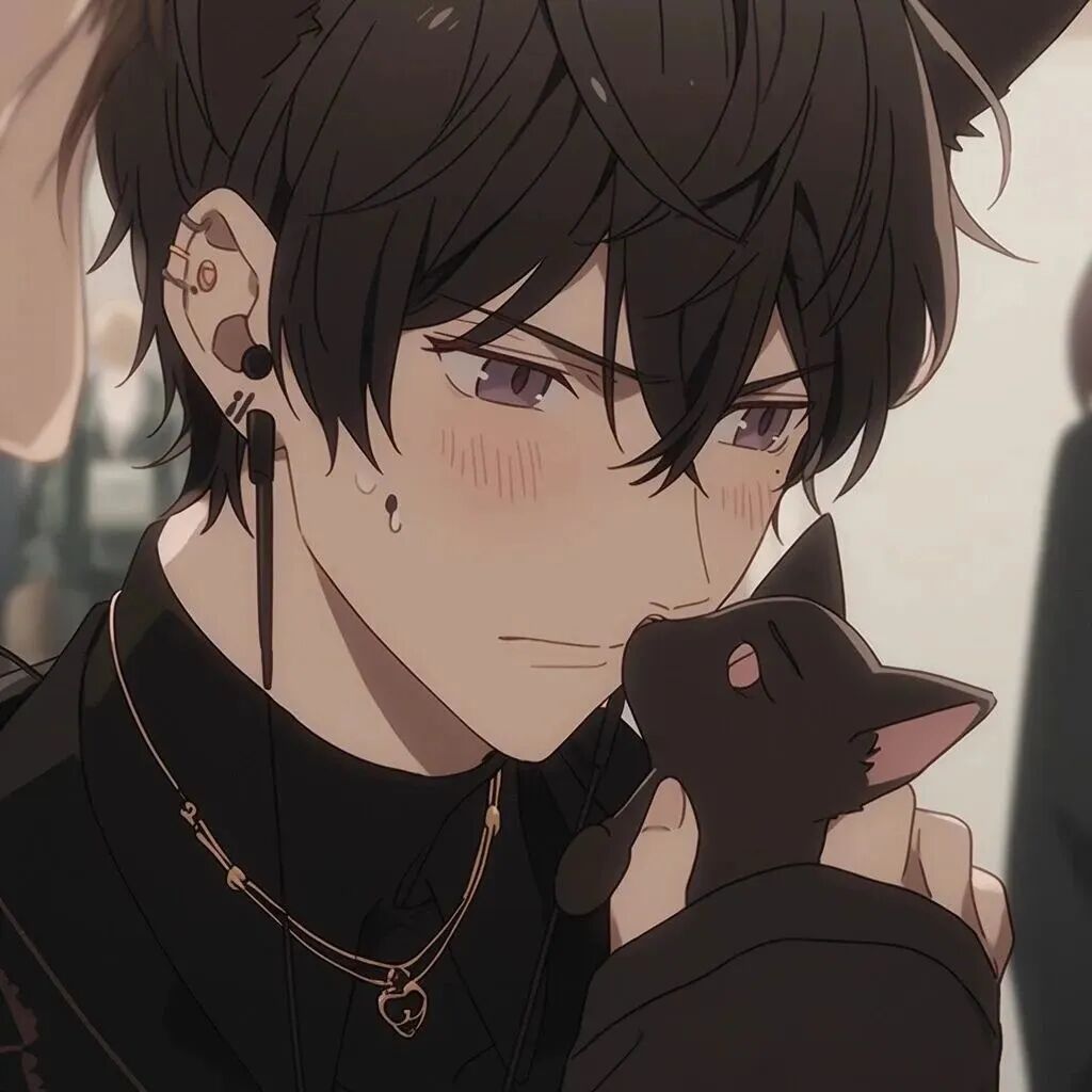 抱着猫咪动漫头像男