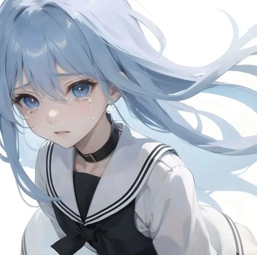 流泪伤感动漫头像女