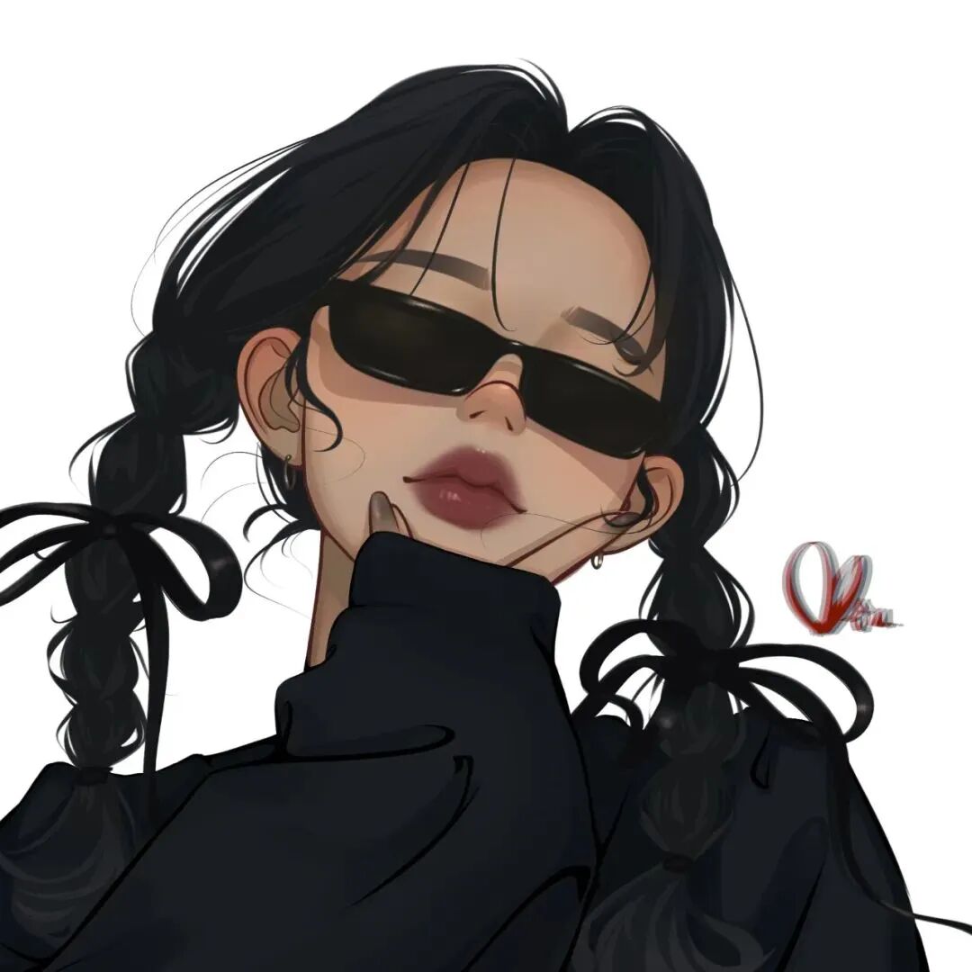 手绘拽姐墨镜二人闺蜜头像动漫闺蜜头像